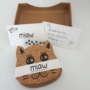 Kedi Temalı Mantar Bardak Altlığı Kaymaz Tabanlı  6 Adet