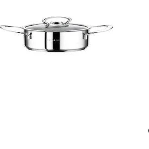 Oms 2008-14 - 14 x 5 cm Çelik Mini Basık Tencere Cam Kapaklı