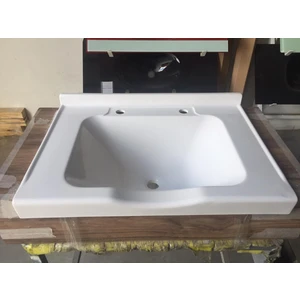 Duru Cam Dökme Akrilik Berber Lavabosu Beyaz 73X52 cm