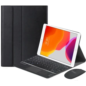 iPad 7.nesil 10.2 2019 Bluetooth Touchpad Klavye + Bluetooth Mouse + Standlı Kılıf - Bkk7