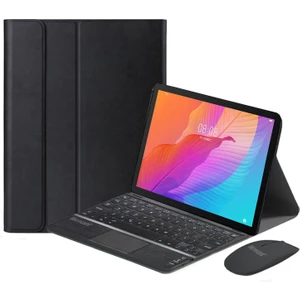 Huawei Matepad T10S 10.1 Inch Bluetooth Touchpad Klavye + Bluetooth Mouse + Standlı Kılıf - Bkk7