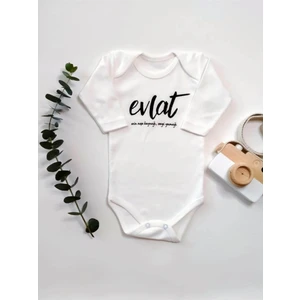 Evlat Uzun Kol Organik Baskı Bebek Body