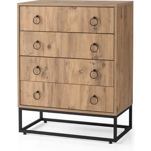 Erezoğulları Mobilya Ferforje Ahşap Tarz 4 Çekmeceli Şifonyer 80X41X103CM