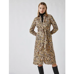Leopar Desenli Midi Elbise