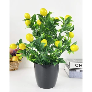 Yapay Çiçek Limon Ağacı Siyah Saksıda Limon 30 cm