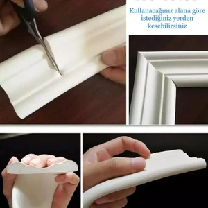 Renkli Duvarlar Beyaz  Esnek Duvar Çıtası Dekoratif Yapışkanlı Çerçeve Süpürgelik