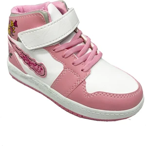 4067 Deri Sneakers Kız Çocuk Spor Ayakkabı 31-35 Pembe Buz Çiçekli