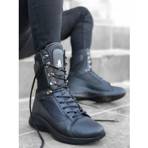 600 Bağcıklı Siyah Yüksek Taban Boksör Unisex Spor Postal Bot