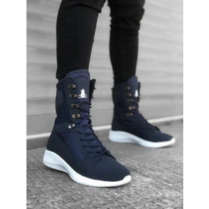600 Bağcıklı Lacivert Yüksek Taban Boksör Unisex Spor Postal Bot