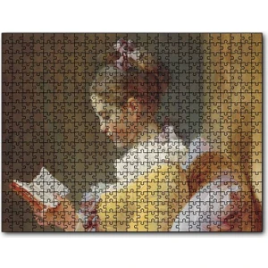 Caka Tablo Cakapuzzle Kitap Okuyan Genç Kız Yağlıboya Resim 255 Parça Puzzle Yapboz Mdf (Ahşap)