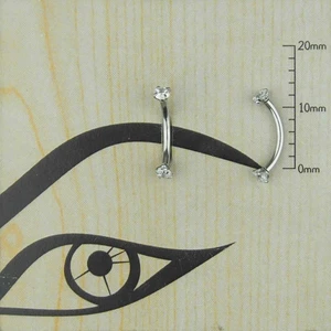 Zirkon Taşlı Kaş Tragus Daith Rook Çelik Piercing 10 Mm