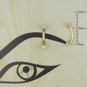 Sarı Zirkon Taşlı Kaş Tragus Daith Rook Çelik Piercing 10 mm