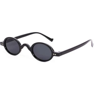 Minimal Vintage Retro Oval Kemik Unisex Güneş Gözlüğü (Siyah)