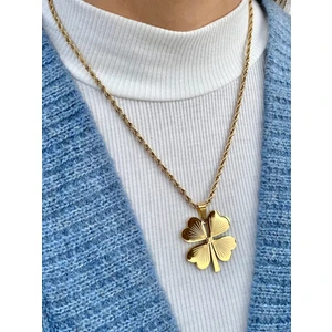 Seda Bijuteri Çelik Burgu Yonca Kolye (45 Cm) (Gold)