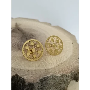 Yoro Gümüş Çelik Gold Yaşam Çiceği Küpe