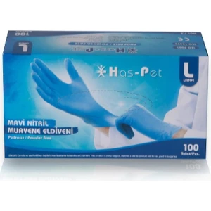 Has-Pet Mavi Nitril Pudrasız ELDIVEN-100 Lü x 20(Medium-Large)