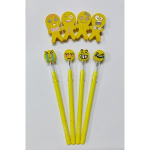 Emoji Yumurtlayan Kalem + Silgi Seti