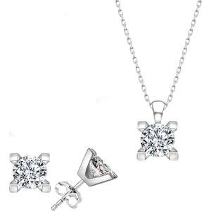 Swarovski Taşlı Tektaş Küpe Kolye Ikili Kadın Set