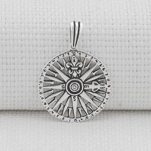 Saat Tasarım Pusula 925 Ayar Gümüş Erkek Kolye Ucu