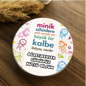 Öğretmenler Günü Renkli Çocuklar Metal Kutuda Çikolata 40'lı