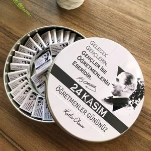 24 Kasım Öğretmenler Günü Çikolatası Metal Kutuda Çikolata 40'lı