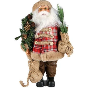 Noel Baba Kırmızı Ekose 40 cm
