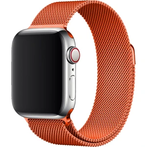 Apple Watch Uyumlu 42-44MM Krd1 Metal Hasır Kordon Turuncu