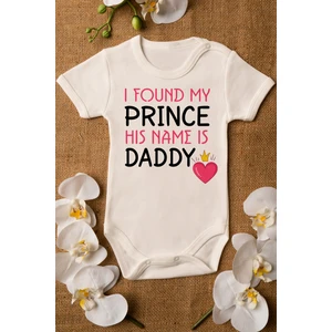 Kız Ekru Bebek Prince Daddy Baskılı Çıtçıtlı Body 5023