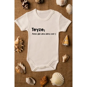 Teyze Anne Gibi Ama Daha Cool Baskılı Ekru Çıtçıtlı Body Zıbın 5048