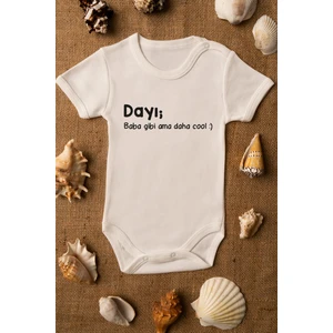 Dayı Baba Gibi Ama Daha Cool Baskılı Ekru Çıtçıtlı Body Zıbın 5056