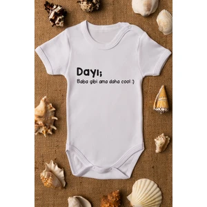 Dayı Baba Gibi Ama Daha Cool Baskılı Beyaz Çıtçıtlı Body Zıbın 5056