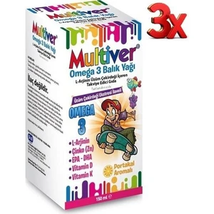 Portakal Aromalı Omega 3 Balık Yağı Şurubu 150 ml x 3 Adet