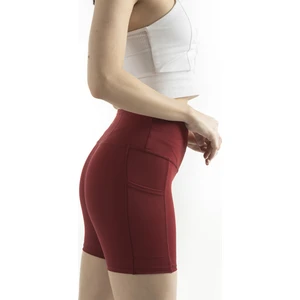 The Step Sports Spocket Kadın Bordo Cepli Yüksek Bel Toparlayıcı, Sıkılaştırıcı Yoga Şort Tayt 6"