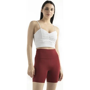 The Step Sports Straight Kadın Bordo Yüksek Bel Toparlayıcı, Sıkılaştırıcı Yoga Şort Tayt 6"