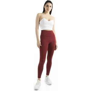 The Step Sports Straight Kadın Bordo Yüksek Bel Toparlayıcı, Sıkılaştırıcı Yoga Tayt 25"