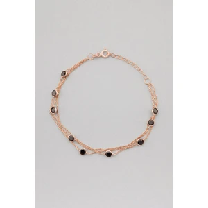 So CHIC Üç Sıra Zirkon Taşlı 18 Ayar Rose Altın Kaplama 19 cm Gümüş Bileklik