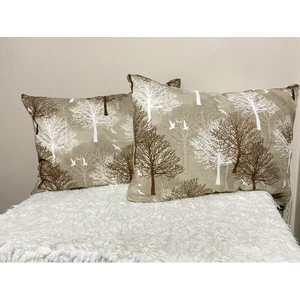 Evren Ev Tekstil Evren Tekstil Pamuklu Yastık Kılıfı 50 x 70 cm Fermuarlı 2 Adet /kahve Ağaç Desen