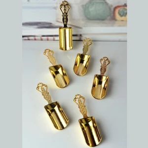 6 Adet Paslanmaz Metal Mini Baharat ve Şeker Kaşığı Gold