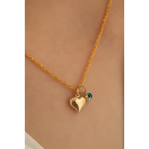 Milet Kuyumculuk 14 Ayar Altın Kalp Göz Halat Zincir Kolye