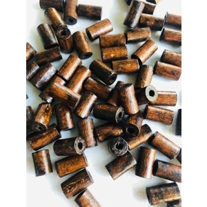 Flea Market 15MM Kahverengi Ahşap Kesme Boru Boncuk - 20 Adet -