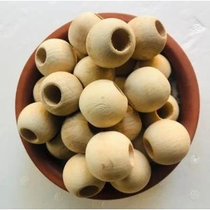 Flea Market 32MM Ham Ahşap Boncuk - 10 Adet -