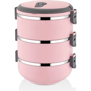 Freshbox 3 Katlı Sefer Tası Yemek Termosu (Pudra Pembe)
