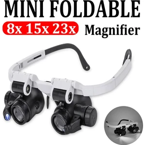 2led Başa Monte Aydınlatıcı Mikroskop Kafa Bandı Onarım LED Lamba Işığı 8x 15X 23X Büyüteç Büyüteç ile Büyüteç (Yurt Dışından)