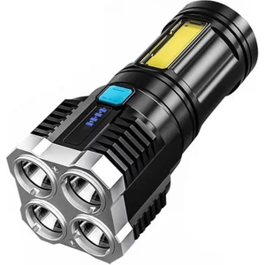 S03 4 x Smd 3030 + Cob Güçlü Işık USB Şarj Edilebilir LED El Feneri (Yurt Dışından)