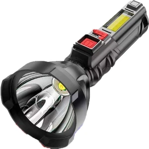 Plastik El Feneri Cob Çalışma Işığı Uzun Atış USB Güçlü Işık El Feneri (Yurt Dışından)