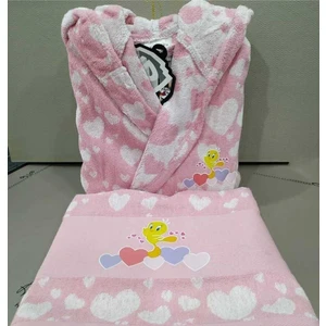 Lisanslı Çocuk Bornoz Tweety Heart Pembe Free Set 7-8 Yaş