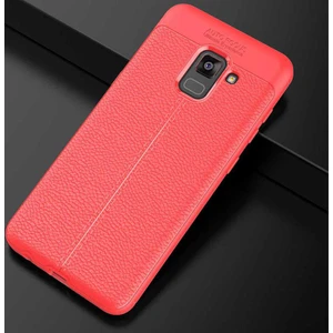 Samsung Galaxy A8 2018 Kılıf Deri Tarzı Niss Silikon Case Kırmızı
