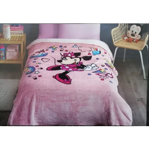 Peluş Lisanslı Minnie Mouse Baskılı Tek Kişilik Battaniye