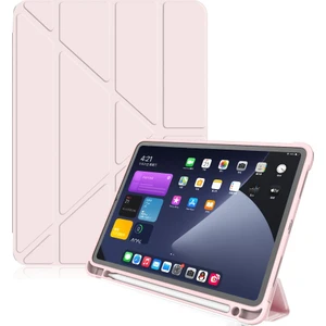 Mobaxaksesuar Samsung Galaxy Tab S7 Fe Lte T730 T735 T737 Kılıf Kalem Bölmeli Trifolding Case Rose Gold