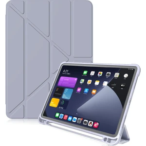 Mobaxaksesuar Samsung Galaxy Tab S7 Fe Lte / S7 Plus / S8 Plus T730 T735 T737 Kılıf Kalem Bölmeli Trifolding Case Mor